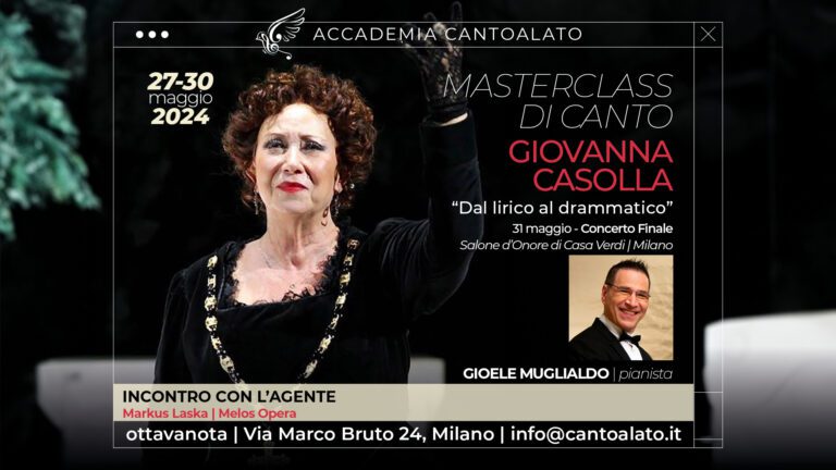 Masterclass di Canto con Giovanna Casolla – “Dal lirico al drammatico”